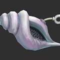 Purple White Conch Shaped Decorative Object With Mesh Inside And Ring Attachment 3d model