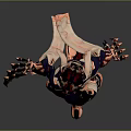 Futuristic Armored Character With Biomechanical Creature Design And Detailed Red Blue White Exoskeleton