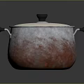 Copper Colored Cooking Pot With Lid And Black Handles For Kitchen Use