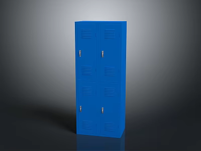 Practical Blue Metal Locker Featuring Multiple Lockable Compartments For Home Or Office Storage 3d model