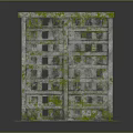Old Abandoned Multi Storey Building Exterior Covered With Green Moss 3d model