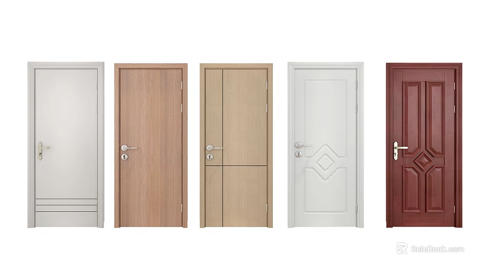 Various Hinged Doors With Different Colors And Modern Designs For Home 3d model 