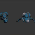 Sci Fi Blue Robot Characters With Mechanical Armor And Diverse Poses