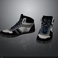 High Top Black White Sneakers With Blue Laces And Stylish Design