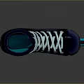Modern High Top Striped Roller Skates With Light Blue Laces And Blue Wheels