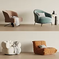 Stylish Single Sofa With Multiple Modern Styles Colorful Upholstery And Decorative Blankets