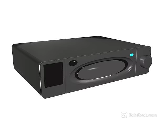 Black Headphone Amplifier With Modern Design Display Screen Knob And Button 3d model 