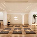 Yoga Fitness Studio With Wooden Floor And Multiple Yoga Mats For Exercise Training