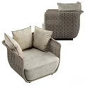 Elegant Modern Rattan Leisure Chair with Soft Beige Cushions and Comfortable Design