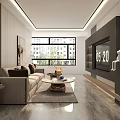 Modern Living Room Interior Design With Beige Sofa Coffee Table And TV Cabinet