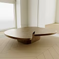 Modern Unique Shaped Coffee Table With Warm Brown Finish In Minimalist Interior 3d model
