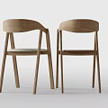 Modern Wooden Leisure Chairs With Curved Backrest And Pair Design For Living Room