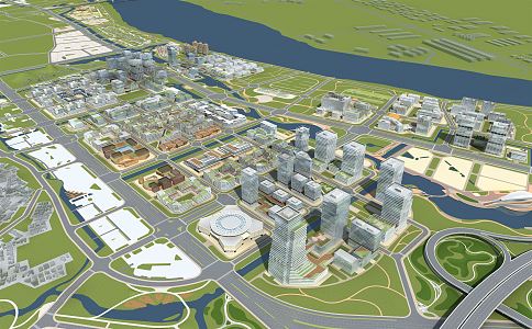 Modern Aerial View Urban Planning 3d model