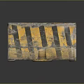 Worn Concrete Traffic Barrier With Yellow And Black Stripes And Textured Surface