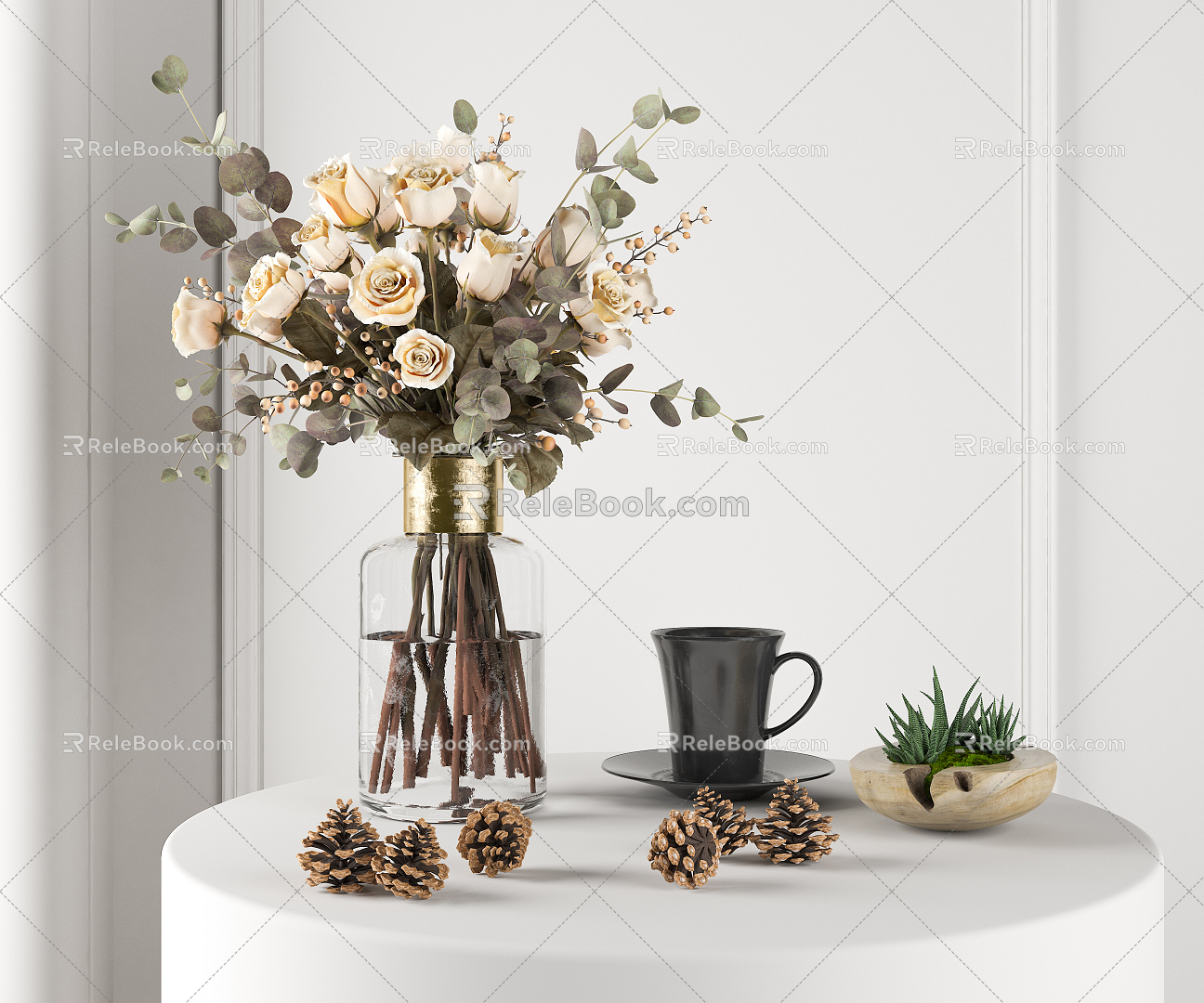 Modern Ornaments Combination Flower Vase Decorative Ornaments 3d model