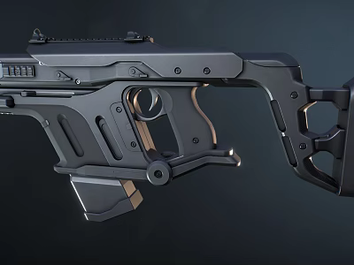 Modern Tactical Rifle Featuring Black Design Advanced Components And Ergonomic Grip 3d model