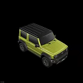 Yellow Suzuki Jimny Compact Off Road Vehicle With Front Grille Headlights And Black Wheels