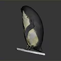 Black and White Penguin Standing on White Base with Gray Background 3d model