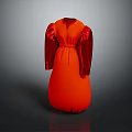 Stylish Orange Dress With Long Red Sleeves And Loose Fit Design For Fashion Lovers