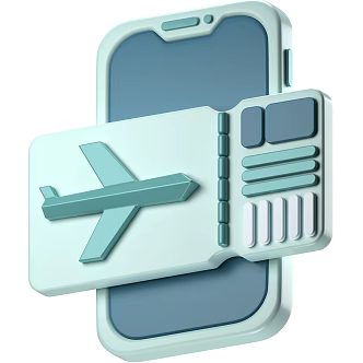 Modern mobile phone plane ticket cartoon plane cartoon plane ticket 3d model