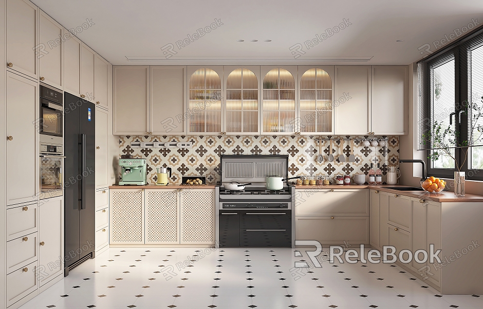 Cream kitchen French kitchen model