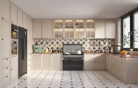 Cream kitchen French kitchen 3d model