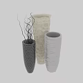 Decorative Ornament Set with Black Mosaic and White Textured Wavy Vases for Home Interior Decor