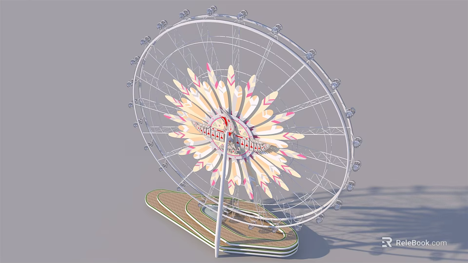 Colorful Ferris Wheel Amusement Equipment With Decorative Lights And Metal Structure 3d model 