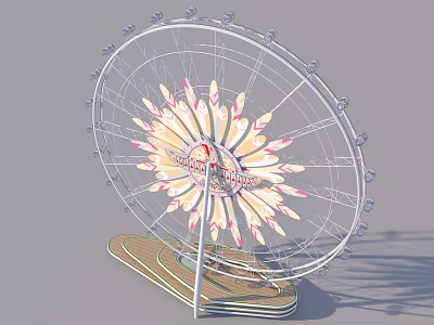 Colorful Ferris Wheel Amusement Equipment With Decorative Lights And Metal Structure 3d model