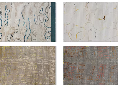 Square Rugs Showcasing Diverse Abstract Patterns And Neutral Color Tones For Home Decor 3d model