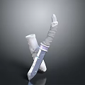 Silver Blade Combat Knife With Wrapped Gray Handle And White Guard Design 3d model