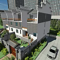 Semi Detached Villa With Traditional Modern Architecture Garden Courtyard Greenery And Balcony