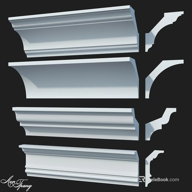 White Decorative Components With Curved Profiles And Smooth Finishes For Interior Design 3d model 