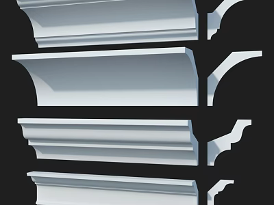 White Decorative Components With Curved Profiles And Smooth Finishes For Interior Design 3d model