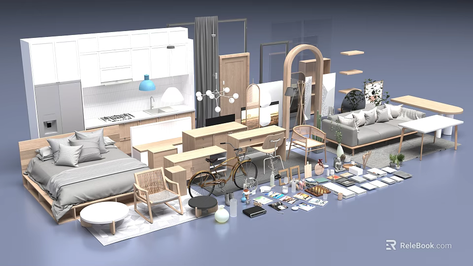 Stylish Decorative Ornament Combination For Home Interior With Various Small Ornaments 3d model 