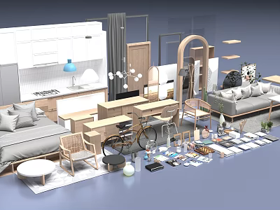 Stylish Decorative Ornament Combination For Home Interior With Various Small Ornaments 3d model