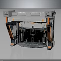 Industrial Modular Mechanical Structure With Gray Frame And Orange Support Panels