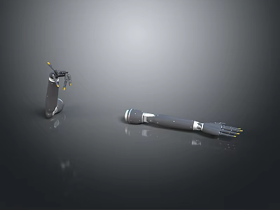 Long Gray Household Cleaning Tools With Yellow And White Handle Details 3d model
