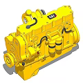 Robust Yellow Industrial Engine Featuring Detailed Mechanical Structure And Metal Components