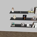 Nordic Bookshelf Storage Rack Book Decorations One-word Board Luminous Wall Hanging Bookshelf Partition 3d model