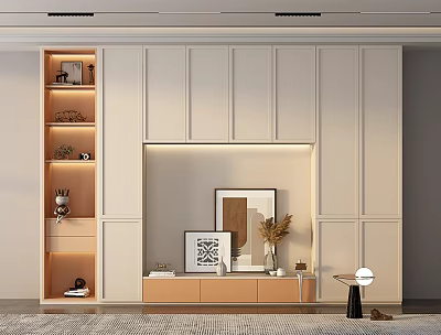 Modern TV Wall Unit Featuring Storage Cabinets Open Display Shelves And Decorative Accents 3d model