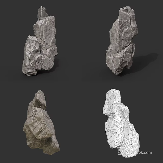 Detailed Natural Rock With Realistic Texture And Formation In Outdoor Scene 3d model 