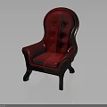 Red Leather Armchair Featuring Button Tufted Details and Sturdy Wooden Legs