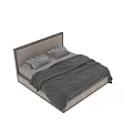Modern Double Bed With Upholstered Headboard Gray Bedding And Decorative Pillows 3d model