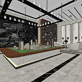 Modern Sales Office Interior Design With Real Estate Model Display Chandeliers And Sofa Decor