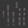 Gray Tabletop Scenery Model Components Including Steps Platforms And Bridges