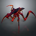 Fantasy Mythical Creature Character With Red Black Fiery Patterns And Multiple Legs 3d model