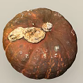 Fresh Orange Brown Pumpkin With Natural Texture And Stem On Top