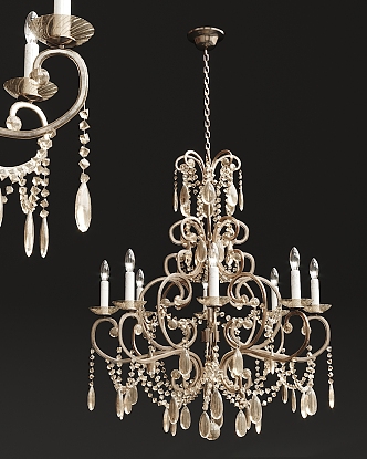 European-style crystal chandelier metal multi-head chandelier 3d model