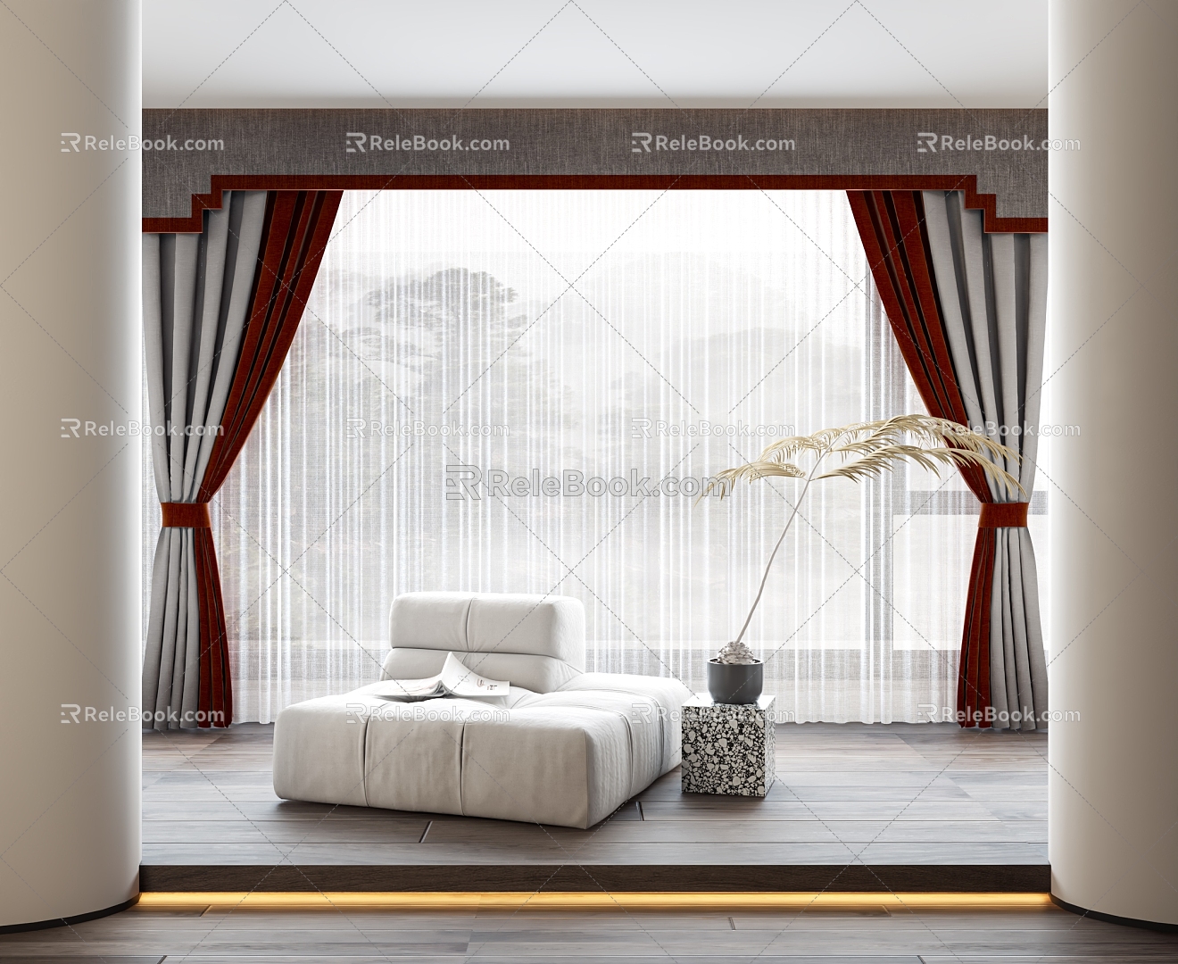 New Chinese style curtain 3d model